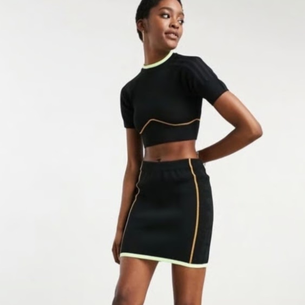 Adidas Ivy Park Beyonce Black Stretch Knit Crop Top And Mini Skirt Size S NWT